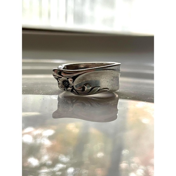 Floral Spoon Ring Silver Plate Size‎ 8.5 - Picture 1 of 8